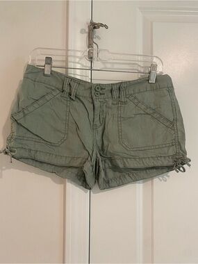 Aeropostale Women's Olive Green Shorts with Side Ties